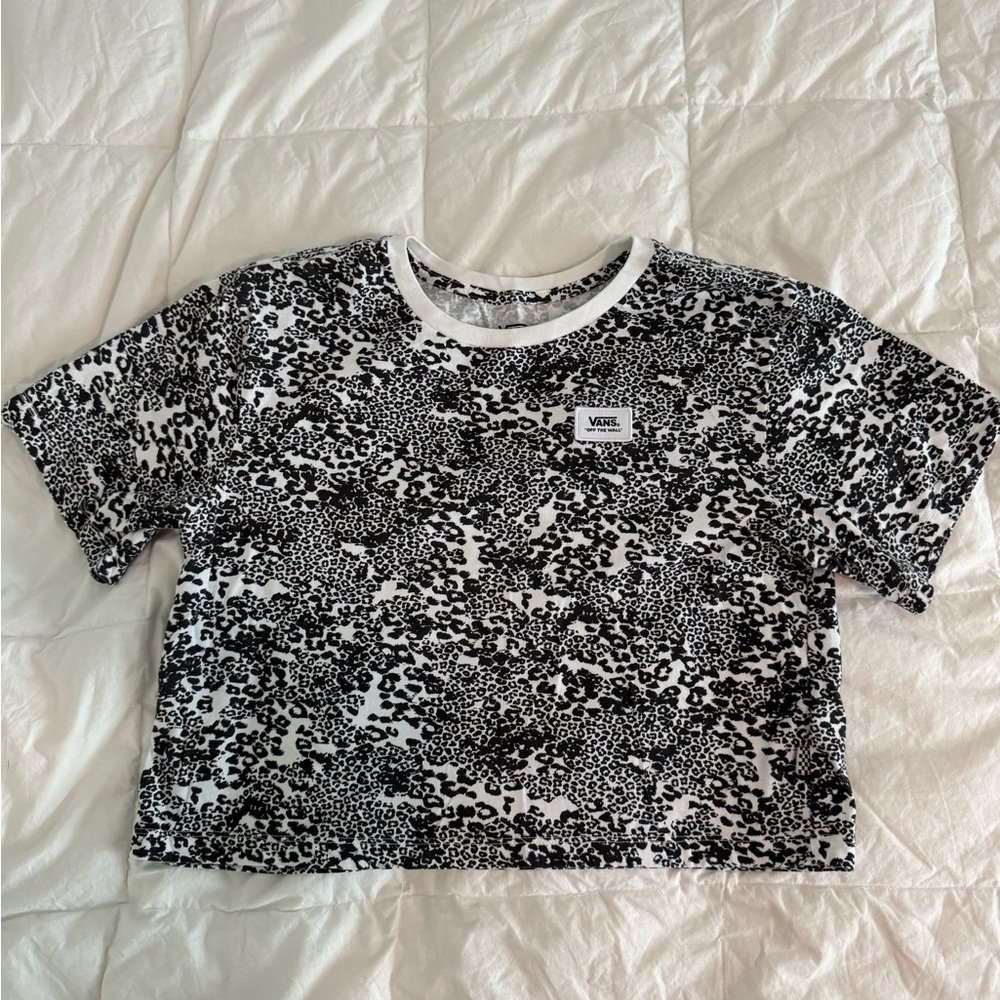 Vans Black and White Leopard Print Crop Top